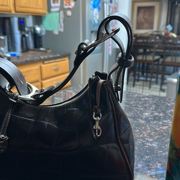 Dooney and Bourke Vintage Harrison Croc Embossed Leather Hobo Bag - Picture 9 of 9